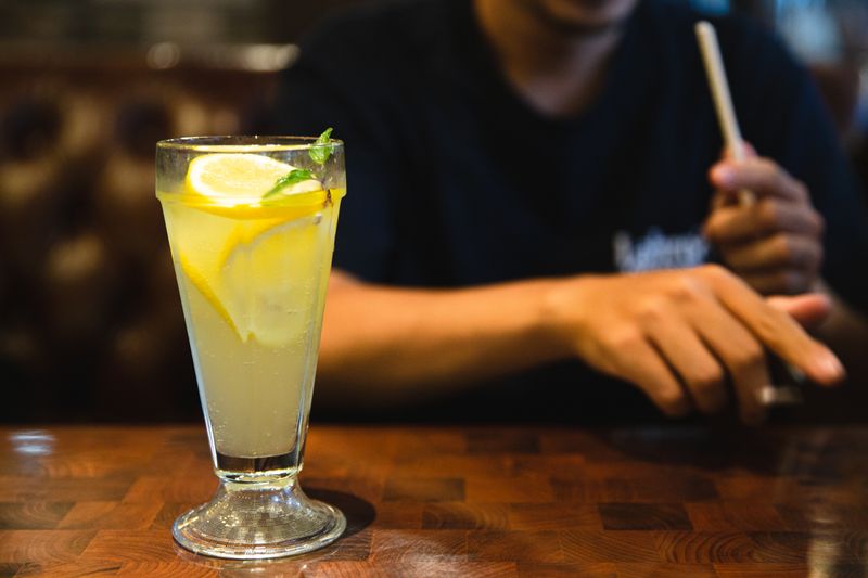 Fresh sparkling lemonade with mint garnish